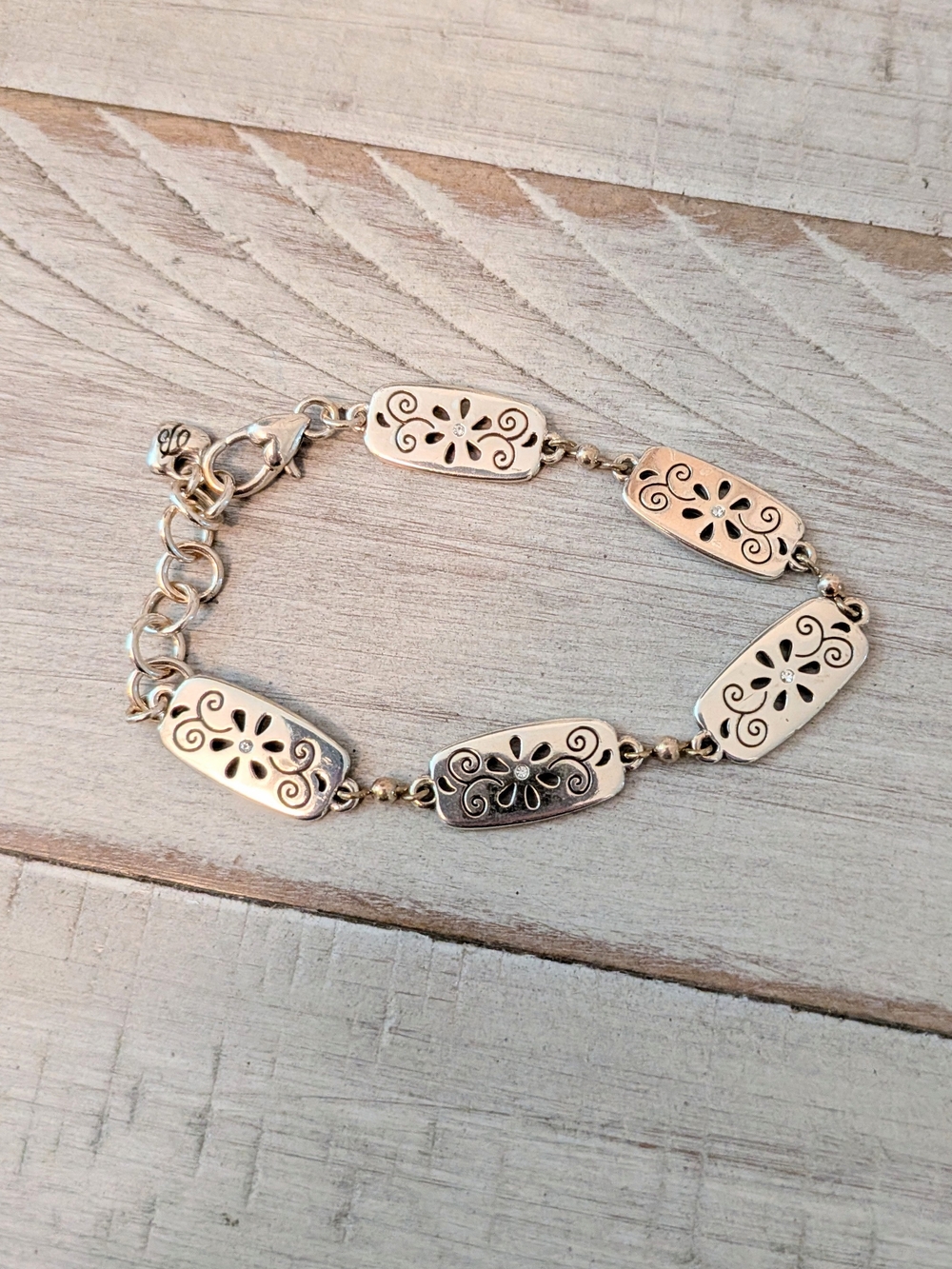 vintage Brighton "Hello Sunshine" crystal flower cutout station link bracelet